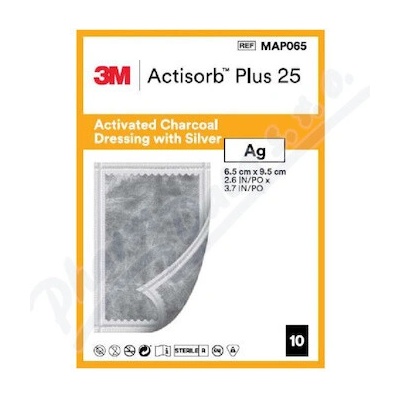 Actisorb Plus 25 krytie 6.5x9.5 cm 10 ks