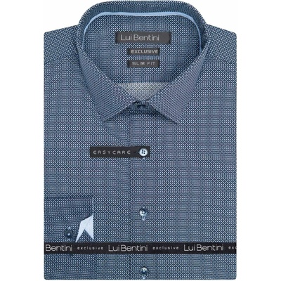 AMJ kolekce Lui Bentini Slim Fit košile dlouhý rukáv LDS250 modrý vzor