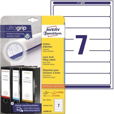 avery zweckform Etikety univerzálne na zakladače 38 x 192 mm Avery A4 25+5 hárkov