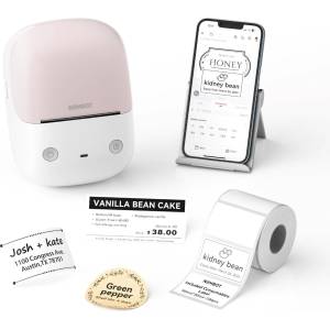NIIMBOT Принтер за етикети B2, 1AC97472809 розов + ролка етикети 230 бр (1AC97472809)