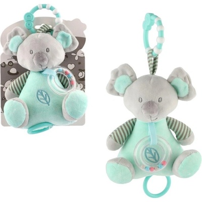 Teddies Medvěd KOALA chrastítko 19 cm natahovací hrací strojek zelená