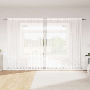 vidaXL Перде от дантела Бяло 300 x 245 cm Полиестер (4107900)