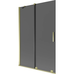 Mexen Velar параван за вана, 2-крила, плъзгащ се, 120 x 150 см, графит, златен - 896-120-000-41-50 (896-120-000-41-50)