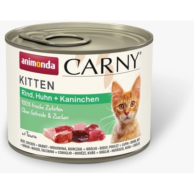 Animonda Carny Kitten hovädzie kura a králik 12 x 200 g