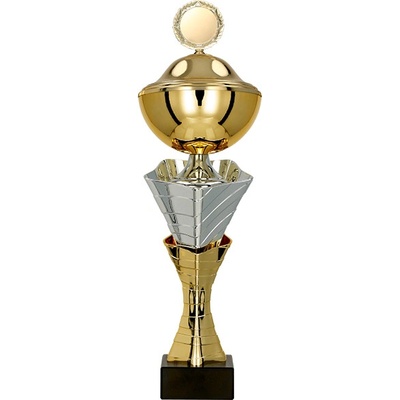 Kovový pohár s poklicí Zlato-stříbrný 30 cm 12 cm
