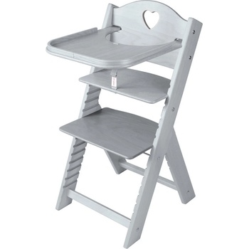 Sedees Rostoucí židlička 2v1 mořená světle šedá se srdíčkem