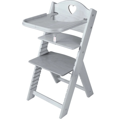 Sedees Rostoucí židlička 2v1 mořená světle šedá se srdíčkem