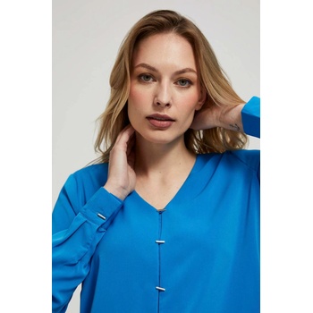 Moodo Риза с V-образен деколте и фини копчета в цвят азур Moodo Moodo | Sin | ЖЕНИ | XS