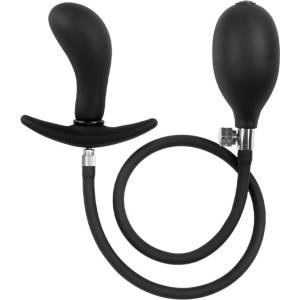 Rimba Latex Play Inflatable Curved Anal Plug with Pump Black