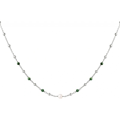 Ornamenti Náhrdeník pearls and beads silver OOR150022