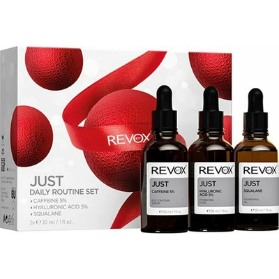 Revox B77 Just Revox B77 Just Caffeine 5% sérum na očné okolie s kofeínom 30 ml + Revox B77 Just Hyaluronic Acid 5% hydratačný fluid na tvár a krk 30 ml + Revox B77 Just Squalane vyživujúce olejové sé