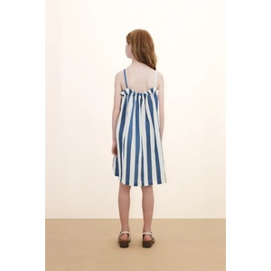 Tinycottons Детска рокля с лен LIGHT NAVY STRIPES DRESS (SS26.225)