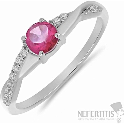Nefertitis Prsten stříbrný s Pink topazem a zirkony 012722 PT