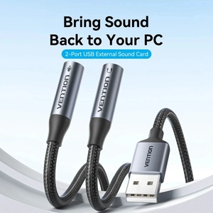 Vention външна звукова карта USB Sound card 2-Port 0.25M Gray - CVHHC (CVHHC) - tehnik Звукови карти