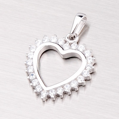 Stříbrný přívěsek srdce se zirkony GKL788