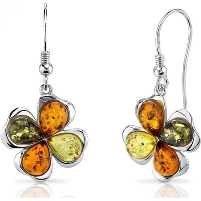 Eppi strieborné kvetinové náušnice plné jantárov Iliana E31832