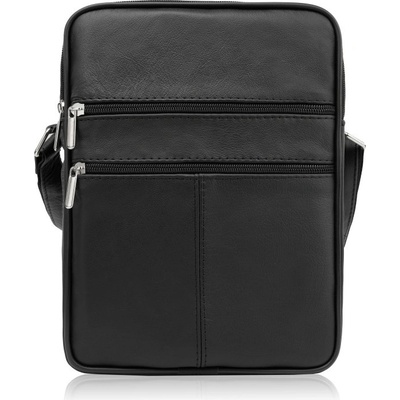 Abruzzo pánská kožená Crossbody taška přes rameno větší černá