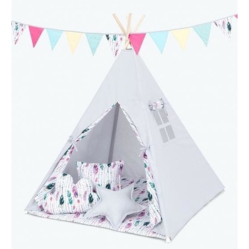 Mamo Tato teepee bez výbavy sivý / farebné pierko