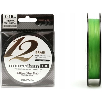 Daiwa šnúra Morethan 12 Braid EX+SI Lime Green 135m 0,08mm 5,8kg