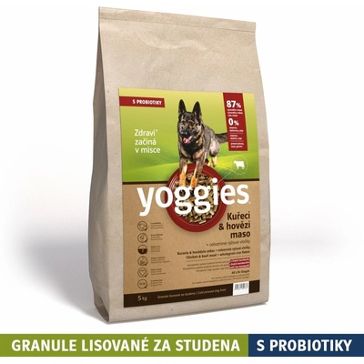Yoggies Kuřecí & hovězí maso lisované za studena s probiotiky 5 kg