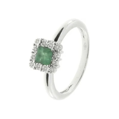 Bliss Дамски пръстен от бяло злато с диамант и смарагд Bliss 20089507 (20089507)