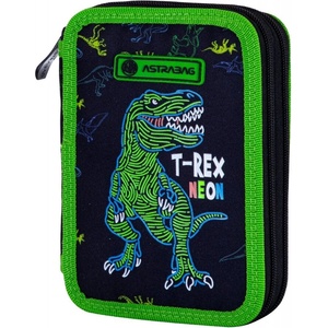 Astra Двоен несесер, Astra, T-Rex Neon, С аксесоари, 20.5 х 13 х 4.5 см