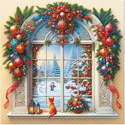 PAW2 Papírové ubrousky PAW Holiday Arch Decor 20 ks 33x33cm