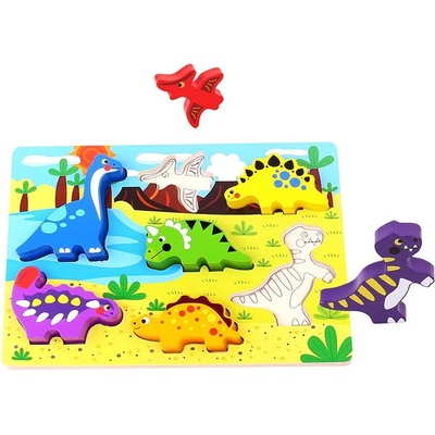 Tooky toys Дървен пъзел, Динозаври (tkc392)