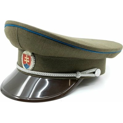 Brigadýrka SK stříbrný odznak, kšilt plast, modrá linka ZELENÁ vel. 54