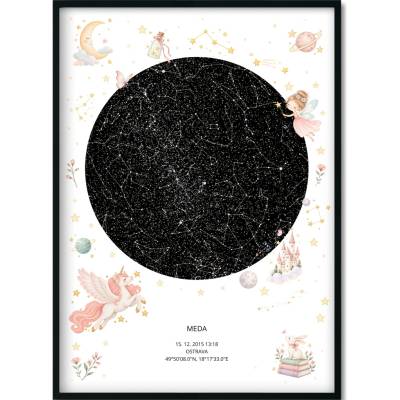 Jen tak z lásky Hvězdná mapa životního okamžiku - Váš originální dárek s hloubkou Rozměr plakátu: 30 × 40 cm (PDF e-mailem), Barva pozadí: Vílí svět
