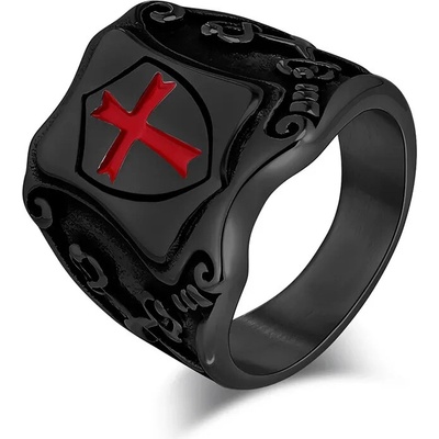 Prsten z chirurgické oceli Templářský kříž Knight’s Cross Černý Velikost prstenu