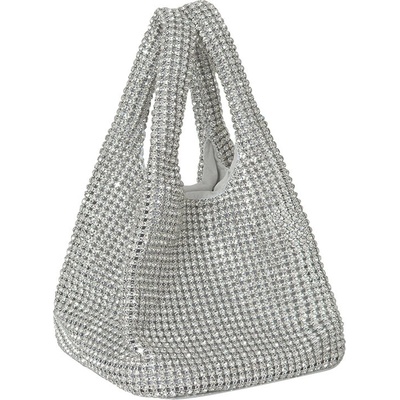 Strieborná trblietavá spoločenská kabelka do ruky