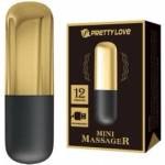 Boss of Toys Pretty Love Golden Rechargeable Mini Bullet Massager - 12 Modes, USB, Gold