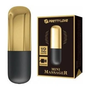 Boss of Toys Pretty Love Golden Rechargeable Mini Bullet Massager - 12 Modes, USB, Gold