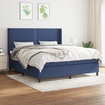 vidaXL Боксспринг легло с матрак, синьо, 160x200 см, плат (3131367)