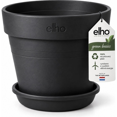 Elho Green Basics Květináč living black13 cm