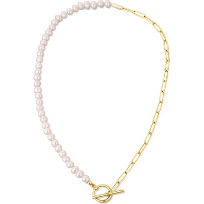 JwL Luxury Pearls Trendy pozlátený náhrdelník s pravými riečnymi perlami JL0787