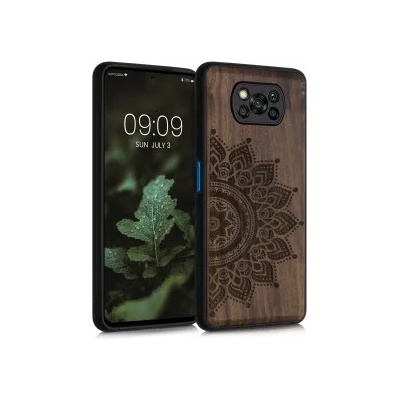 kwmobile Дървен калъф за Xiaomi Poco X3 NFC / Poco X3 Pro - тъмнокафяв