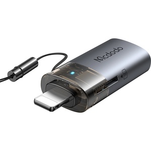 Mcdodo OTG адаптер (OT-7850) - Mcdodo - USB към Lightning, с TF четец за карти, 480Mbps, LED индикатор - Черно