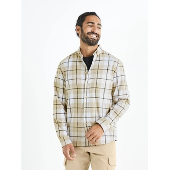 Celio Бяло-бежова мъжка карирана риза Celio Celio | Bezhov | МЪЖЕ | S