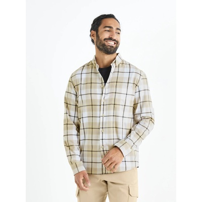 Celio Бяло-бежова мъжка карирана риза Celio Celio | Bezhov | МЪЖЕ | S