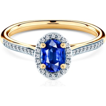 SAVICKI Годежен пръстен Savicki: двуцветно злато, син сапфир, диаманти