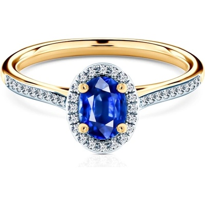 SAVICKI Годежен пръстен Savicki: двуцветно злато, син сапфир, диаманти