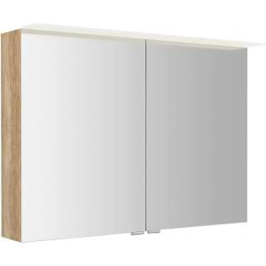 SAPHO Linex - Огледален шкаф с LED осветление 100x70x15 см, 2 врати, дъб „Алабама LX100-0022 (LX100-0022)