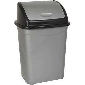 PLANET Кош за отпадъци, с люлеещ капак, пластмасов, 9 L, сив (UP016-GRAY&BLACK)