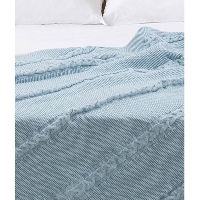 Oyo Concept Синьо покривало за легло 200x220 cm Trenza - Oyo Concept (15045044-044-Ciftkisilik)