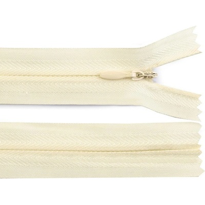 Spirálový zip skrytý No 3 délka 30 cm, malé, 103 béžovobílá