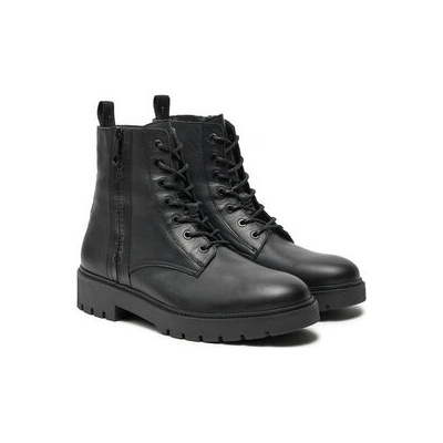 Calvin Klein Jeans kozačky Combat Mid Laceup Boot W Zip YM0YM00262 černé