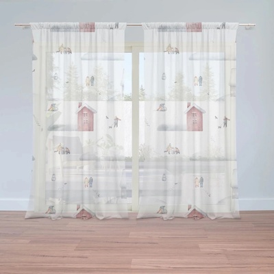 Sablio Vianočné Záclony Zimné radovánky: 2ks 150x250cm
