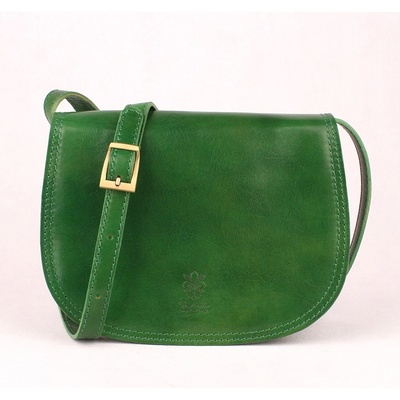 Středně velká kožená crossbody kabelka no. 49 zelená